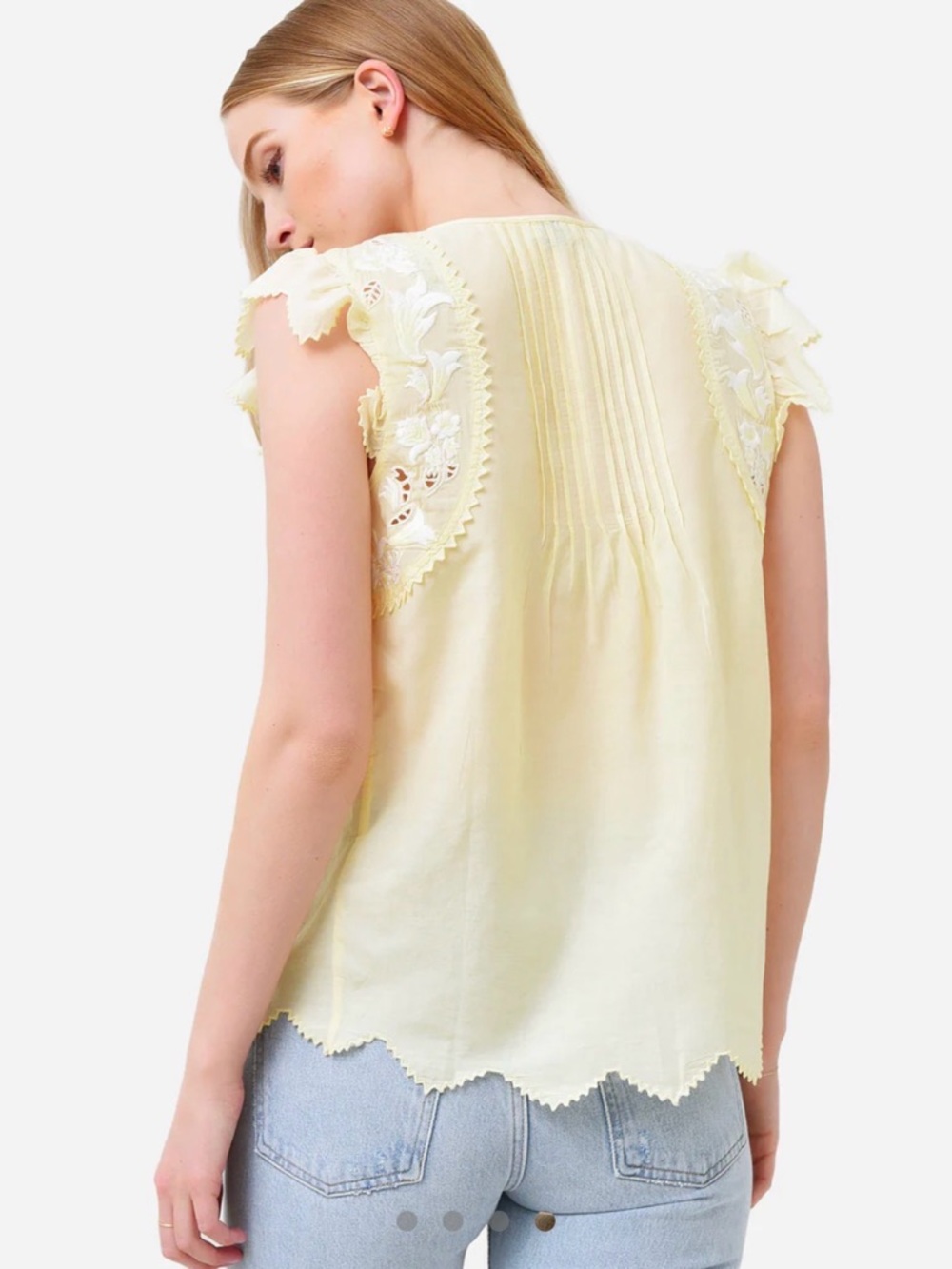 Zadig & Voltaire Pale Yellow Embroidered Cap-Sleeve Camisole